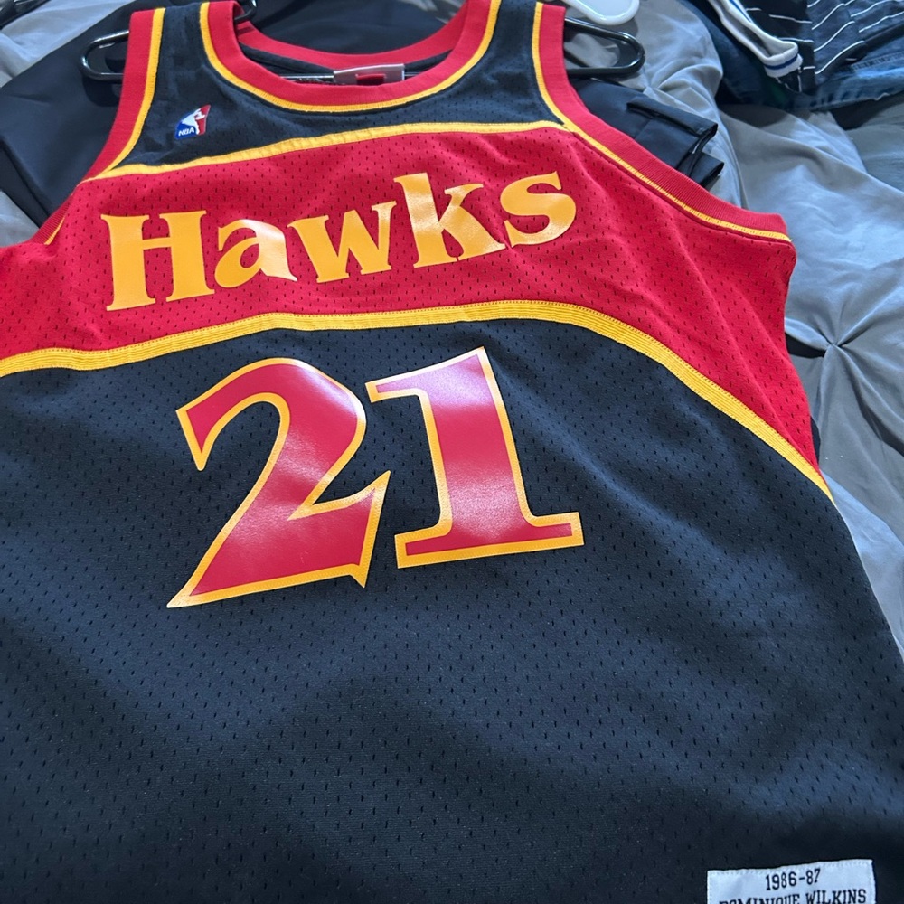 Mitchell & Ness Red and Black Hawks Jersey